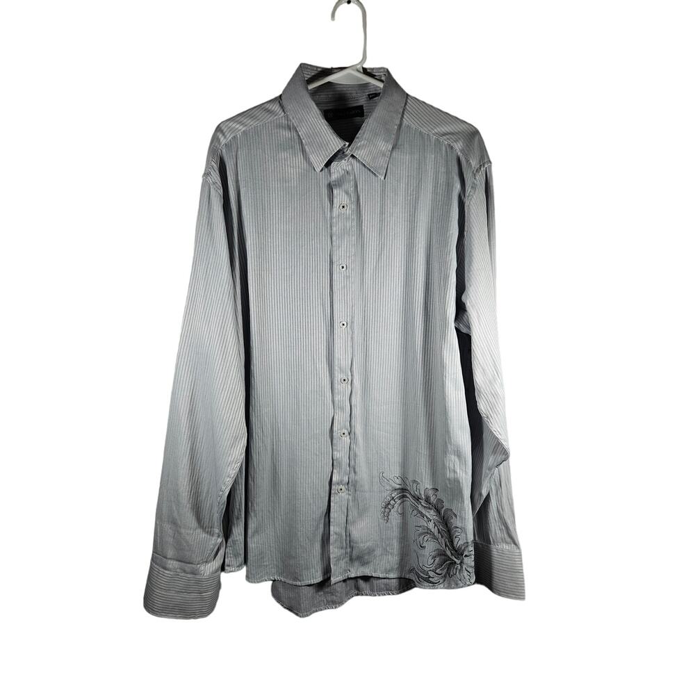 Level Ten Men's‎ Long Sleeve Button Down Shirt L Grey Print XXL